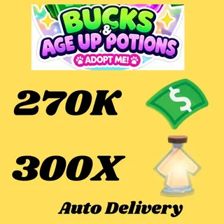 BUCKS AND AGE UP POTIONS  -ADOPT ME (ALL IN ONE ACCOUNT)