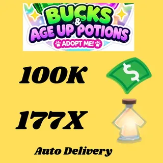 BUCKS AND AGE UP POTIONS  -ADOPT ME 