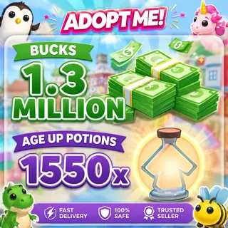 BUCKS AND AGE UP POTIONS(all in one account)   -ADOPT ME 