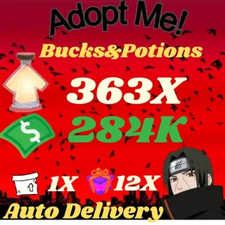 Bucks And Potions And X Admin Abuse Box And 1X 2D Box - Adopt Me