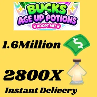 BUCKS AND AGE UP POTIONS  -ADOPT ME 