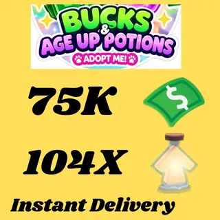 BUCKS AND AGE UP POTIONS  -ADOPT ME 