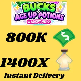 BUCKS AND AGE UP POTIONS  -ADOPT ME 