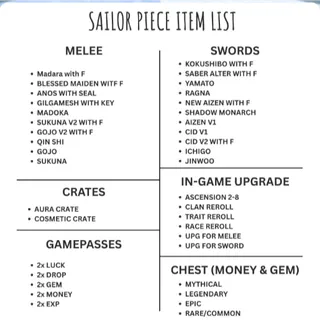 🌟 $0.75 - $800 ORDER ANYTHING ON SAILOR PIECE GAME || SAILOR PIECE 🌟