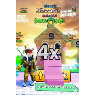  x4 Esok Sekolah 636.23Qd/s | Escape Tsunami For Brainrots