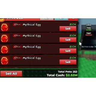 Account With 250 Mythical Eggs Catch And Tame!