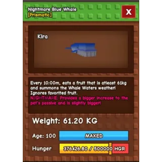 NIGHTMARE BLUE WHALE 61KG PLUS 