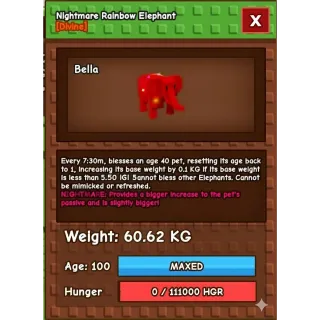 NIGHTMARE RAINBOW HATCHED ELEPHANT 60KG