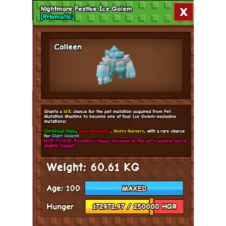 NIGHTMARE FESTIVE ICE GOLEM 60KG PLUS !