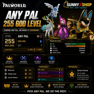 Palworld pal Godmode Level 255 Palworld