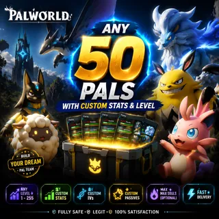 Palworld Any 50 pals with custom stats 255 level