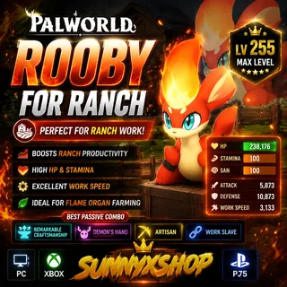 Palworld Rooby for Ranch pal max stats
