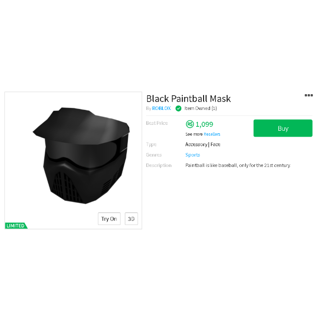 Collectibles Black Paintball Mask In Game Items Gameflip - 099 robux