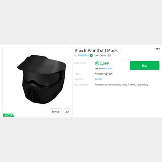 Collectibles Black Paintball Mask In Game Items Gameflip - roblox paintball mask