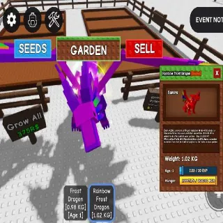 RAINBOW HATCHED FROST DRAGON - GROW A GARDEN BOJU