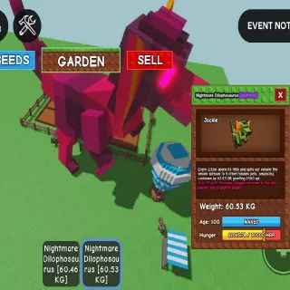 60.53 KG!! AGE 💯 HUGE DILOPHOSAURUS NIGHTMARE AGE 100 💯 DPMFR