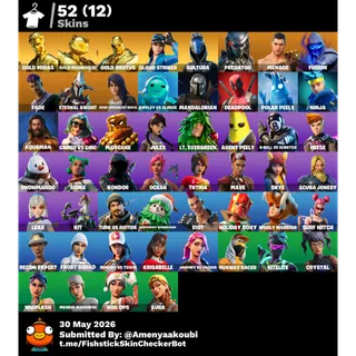 [PC/Xbox/PS4] 52 Skins | Gold Midas + Gold Meowscles + Gold Brutus | Cloud Striker | Predator | 21 Exclusives | 200 V-Bucks