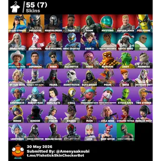 [PC/XBOX/PSN]🔥LEVEL 1162🔥55 SKINS🔥PREDATOR🔥MANDALORIAN🔥MARVEL SKINS🔥CLOUD STRIKER🔥2 EXCLUSIVES🔥2050 VBUCKS🔥FULL ACCESS✅