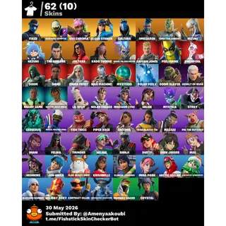 [PC/Xbox/PCN] 62 Skins | Fixer + Cloud Striker + Sultura | Omegarok | Spectra Knight | 23 Exclusives | 550 V-Bucks | Level 1492