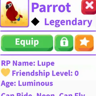 Neon Fly Ride Parrot