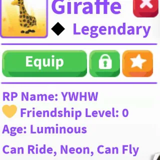 Neon Fly Ride Giraffe