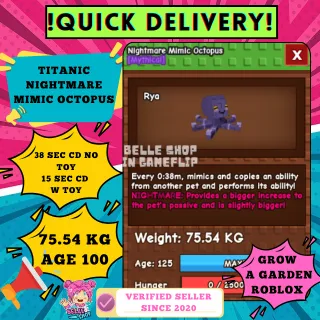 TITANIC NIGHTMARE MIMIC OCTOPUS 75KG+ 15 SECONDS COOLDOWN WITH TOY