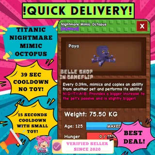 TITANIC NIGHTMARE MIMIC OCTOPUS 75KG+ 15 SECONDS COOLDOWN WITH TOY