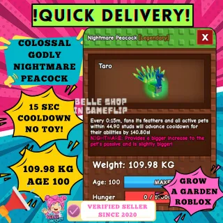 GODLY TITANIC NIGHTMARE PEACOCK 15 SECONDS COOLDOWN 100KG+ WITHOUT TOY
