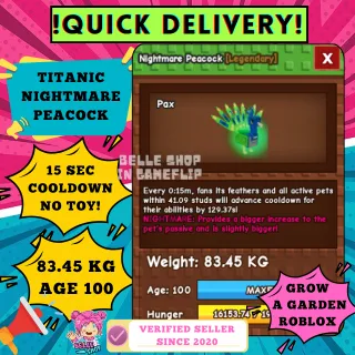 TITANIC NIGHTMARE PEACOCK 80KG+ 15 SECONDS COOLDOWN