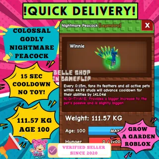 COLOSSAL GODLY NIGHTMARE PEACOCK 110KG+