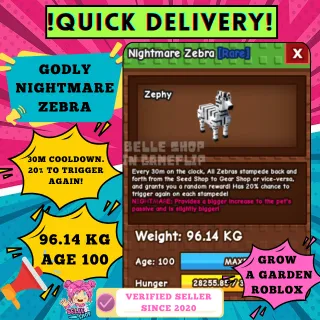GODLY NIGHTMARE ZEBRA 96 KG+