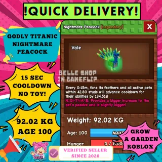 SEMI GODLY NIGHTMARE PEACOCK 90KG+