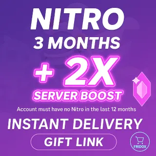 Discord Nitro 3 Months + 2 Boosts INSTANT DELIVERY
