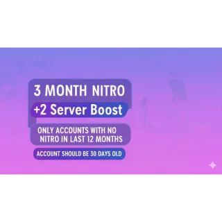 Discord Nitro 3 Months + 2 boosts