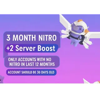 Discord Nitro 3 Months + 2 boosts