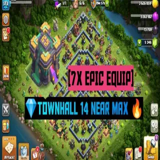 Clash of Clans ⚡(COC)💎[ TH14 ] -NEAR MAXED🔥[7xEPIC EQIP] [ HEROS SKINS ] || HERO-77-77-51-50-26 || FULL SAFE ACC