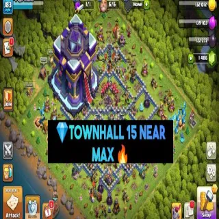 Clash of Clans ⚡(COC)💎[ TH15 ] -NEAR MAXED🔥 [ HEROS SKINS ] || HERO-64-66-53-53-20 || FULL SAFE ACC