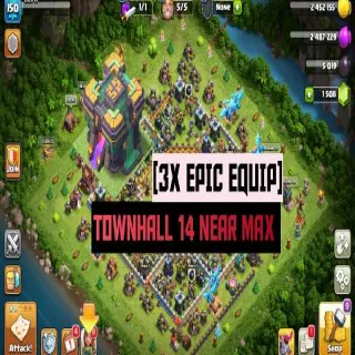 Clash of Clans ⚡(COC)💎[ TH14 ] -NEAR MAXED🔥[3xEPIC EQIP] [ HEROS SKINS ] || HERO-53-63-44-50-24 || FULL SAFE ACC