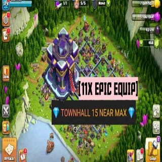 Clash of Clans ⚡(COC)💎[ TH15] - ALL MOST MAXED🔥[11xEPIC EQIP] [ HEROS SKINS ] || HERO-71-72-42-28-21|| FULL SAFE ACC