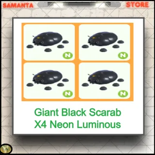 Giant Black Scarab X4 Neon Luminous