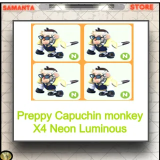 Preppy Capuchin Monkey X4 Neon Lumin