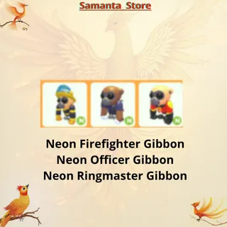 Neon Firefighter Gibbon Neon Officer Gibbon Neon Ringmaster Gibbon