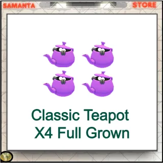 Classic Teapot X4 Full Grown