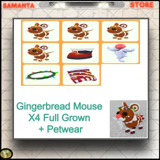 Gingerbread Mouse  X4 Full Grown + P