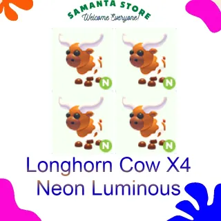 Longhorn Cow X4 Neon Luminous