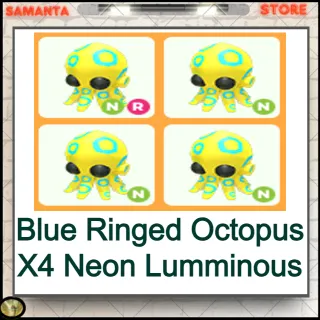 Blue Ringed Octopus  X4 Neon luminou