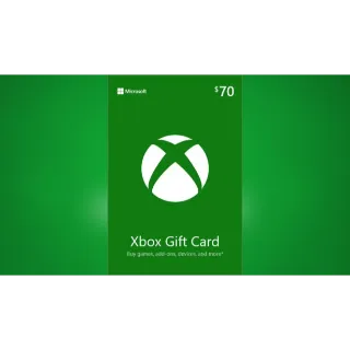 $70.00 USD Xbox Gift Card