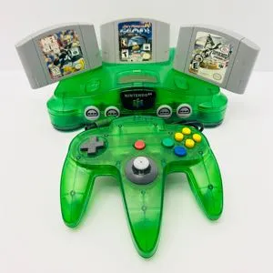 Nintendo 64 (N64) Bundle W/ Controller, ExPack, & Three Games - Jungle Green