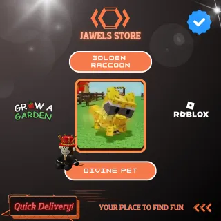 Golden Raccoon Grow a Garden + 1 Bonus Random Pet