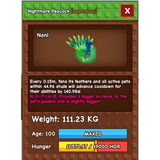 Colossal Nightmare Peacock 111.23 KG 15s CD (NO TOY)